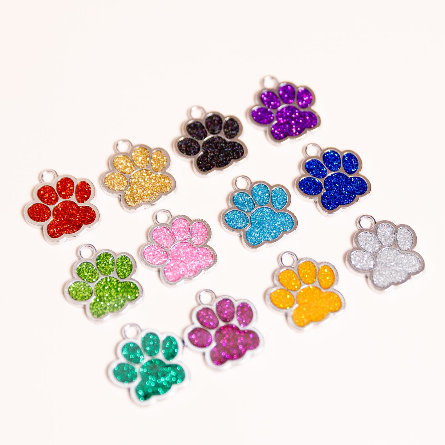 Glitter Paw Print Personalised Tags