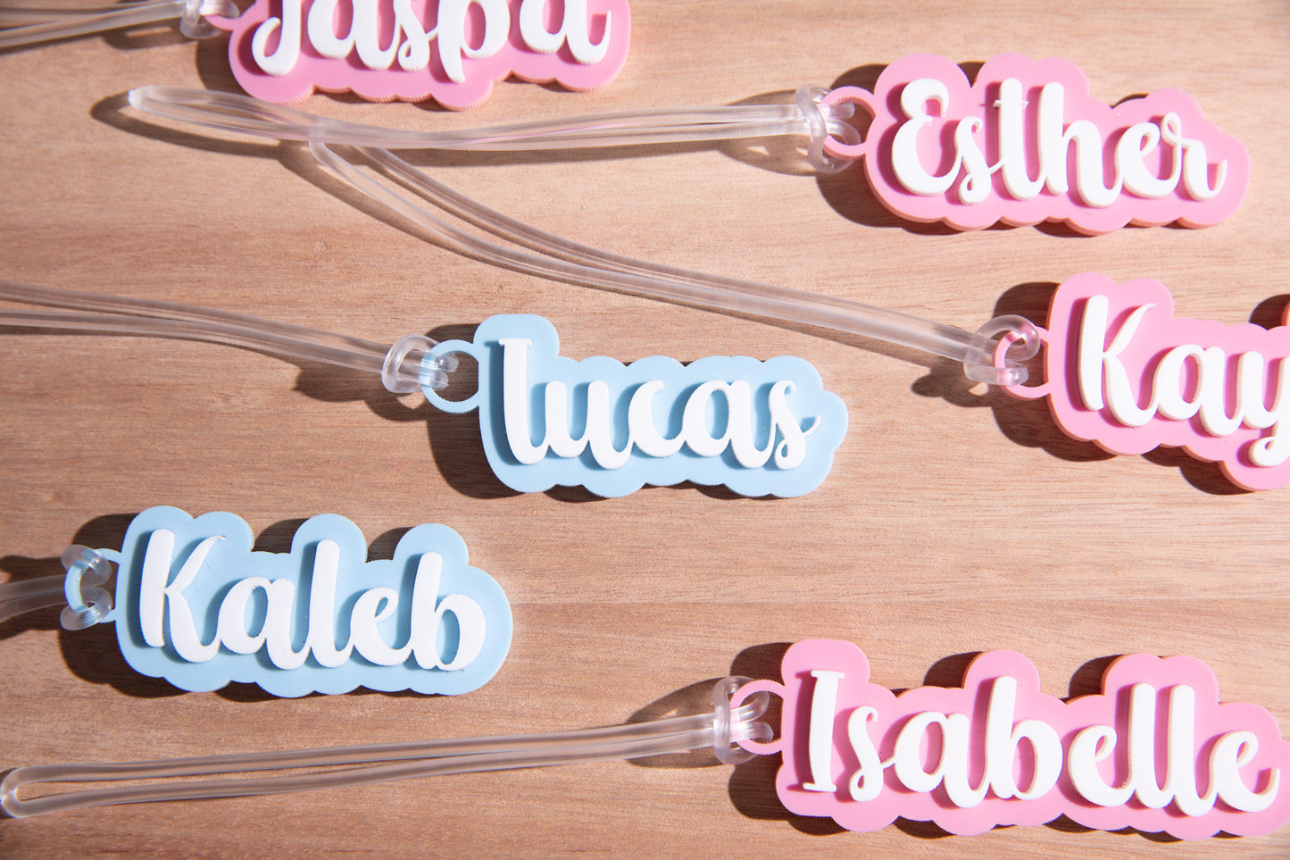 Bubble Script Acrylic Name Bag Tag
