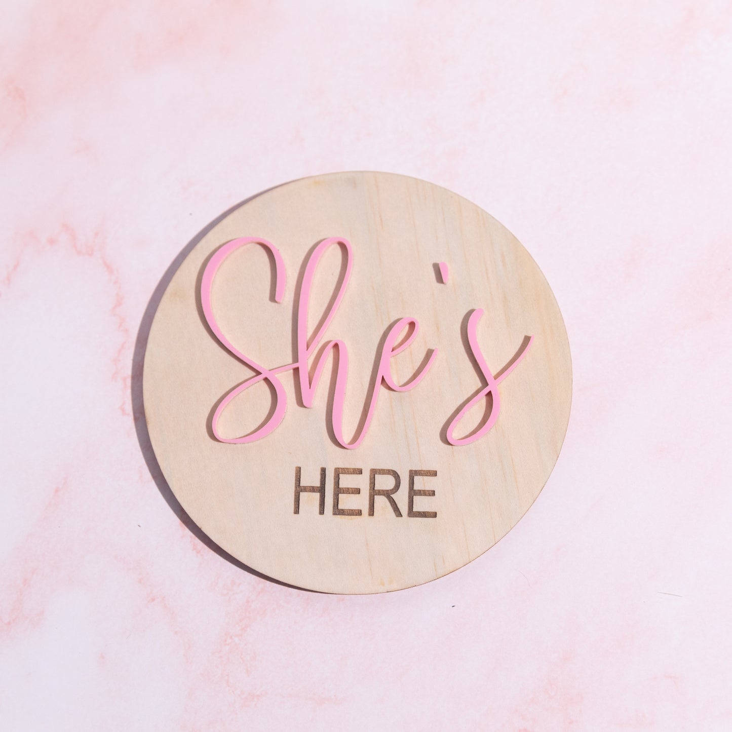 Reversible gender reveal He's Here She's Here Sign