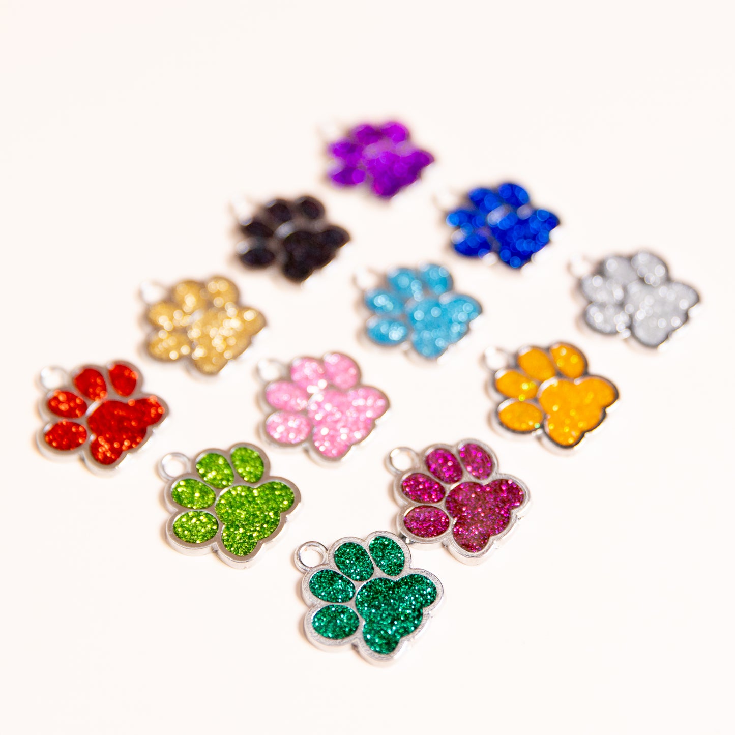 Glitter Paw Print Personalised Tags