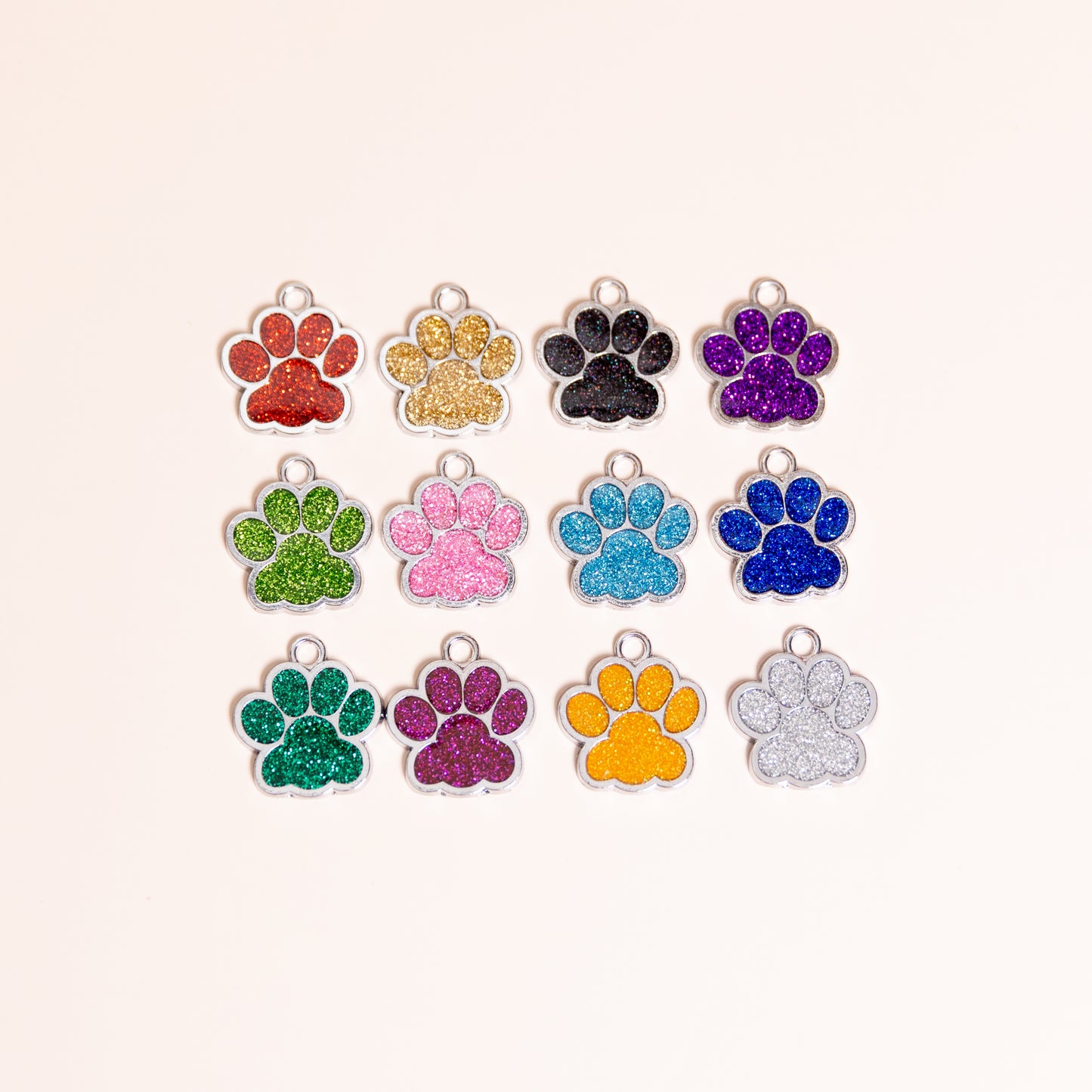 Glitter Paw Print Personalised Tags