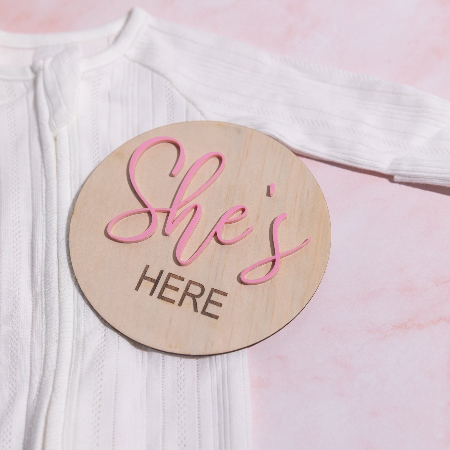 Reversible gender reveal He's Here She's Here Sign