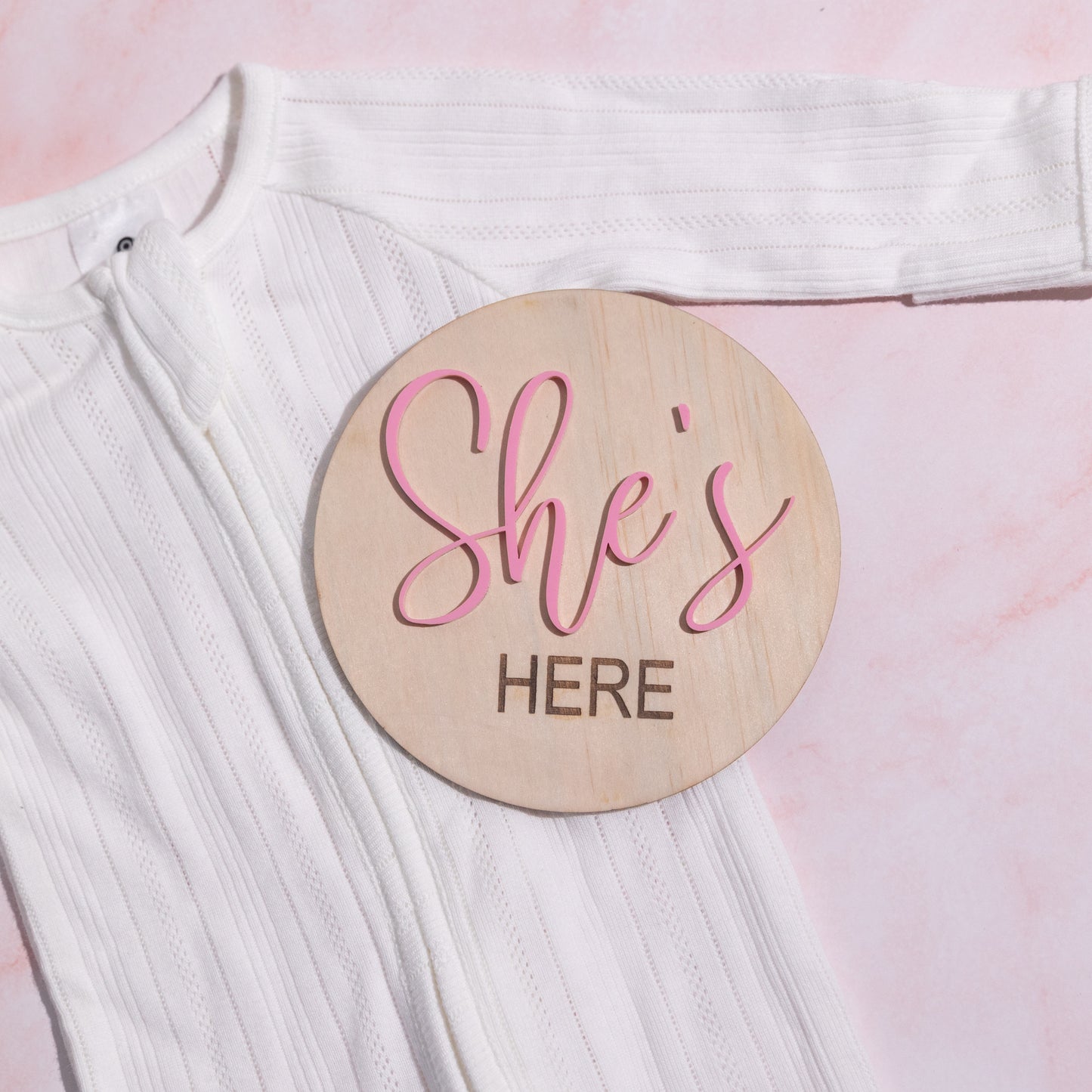 Reversible gender reveal He's Here She's Here Sign