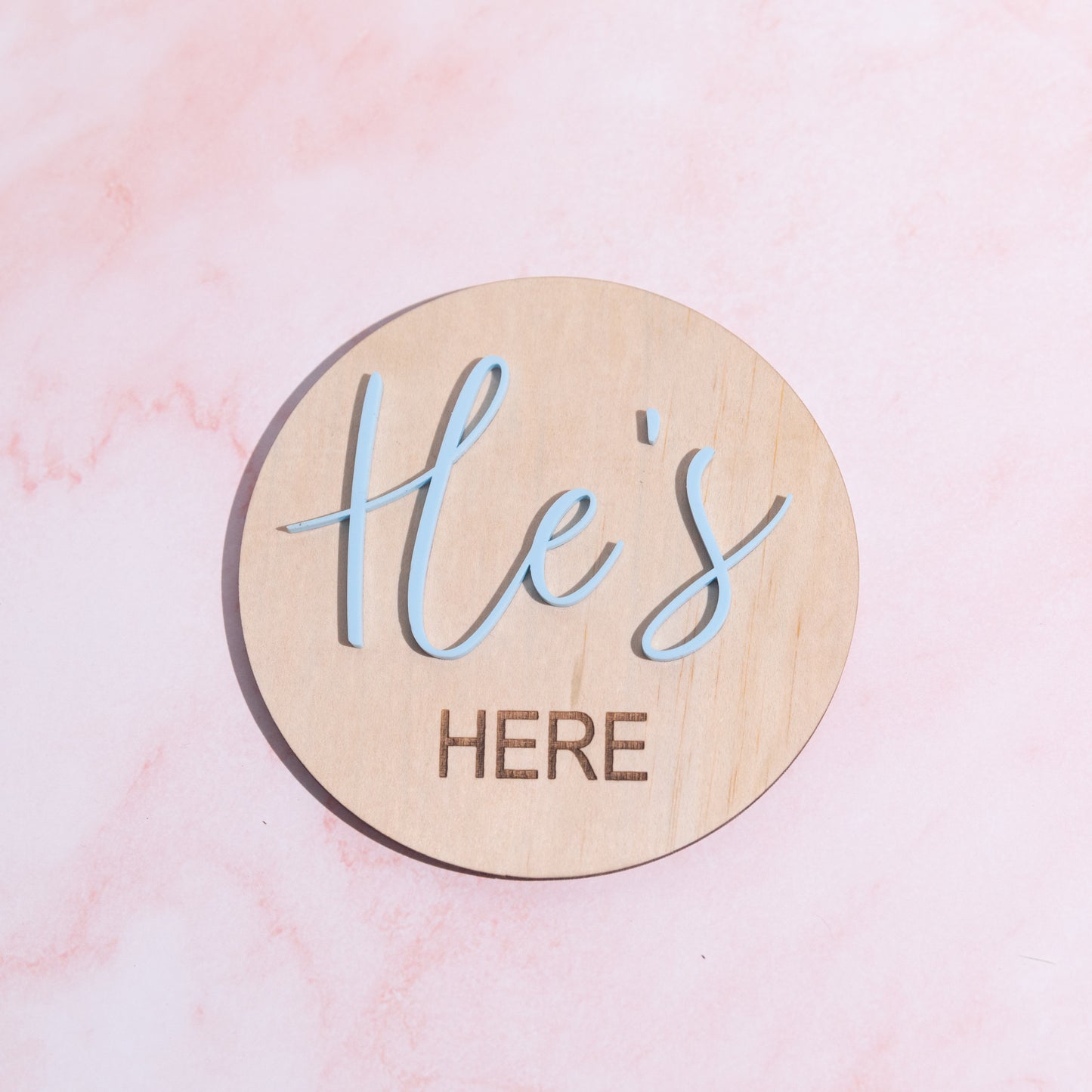 Reversible gender reveal He's Here She's Here Sign